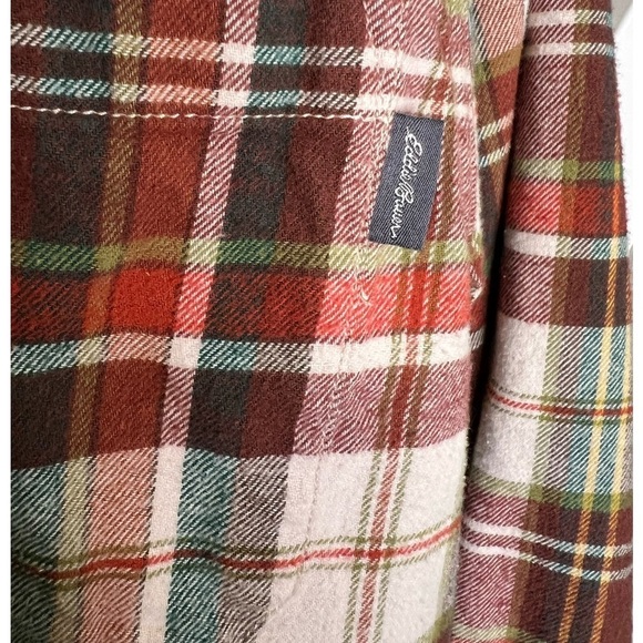 288. EDDIE BAUER Bristol Men's Flannel Shirt in Rust Plaid M - Picture 10 of 11